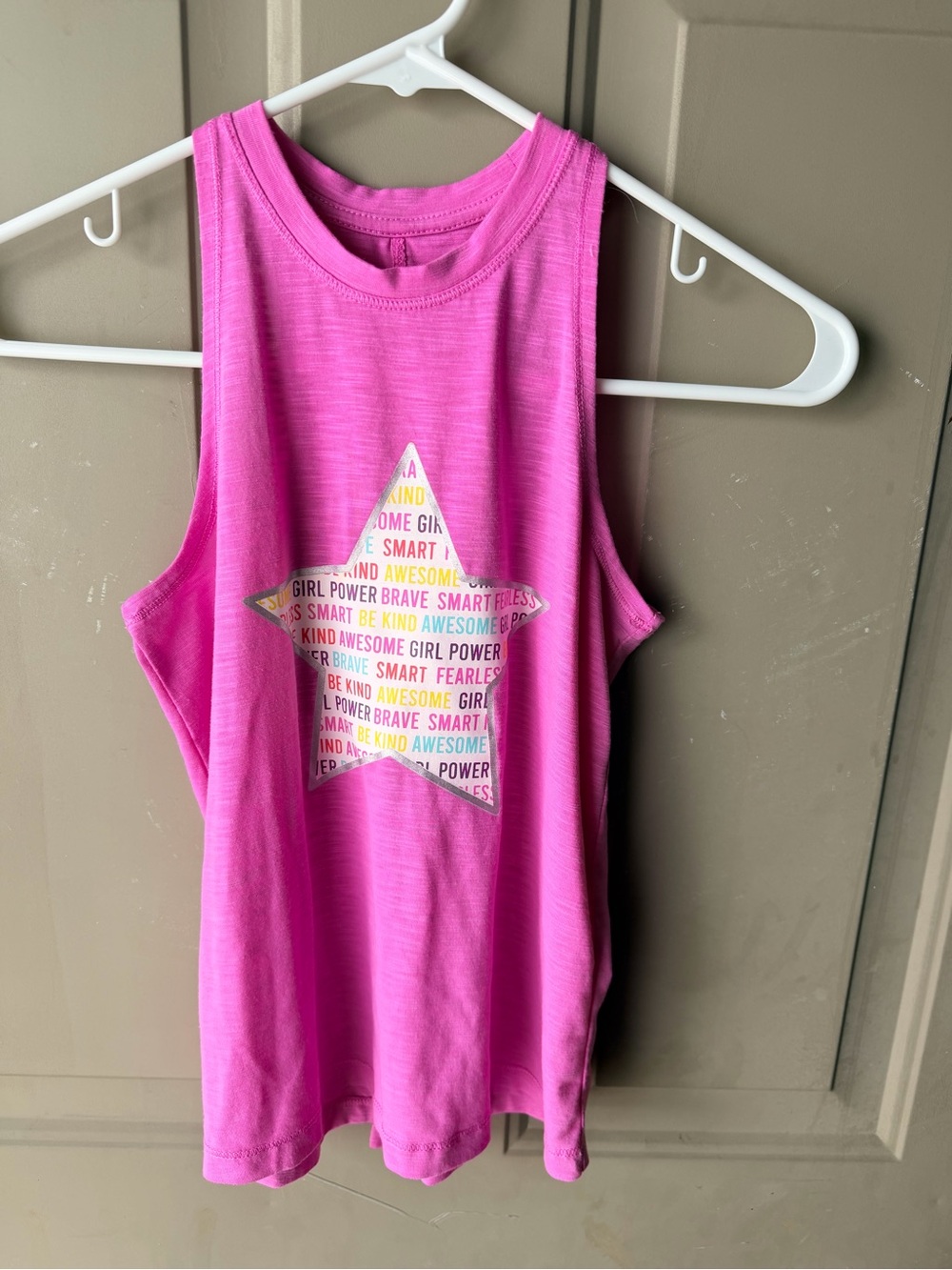 Girls' Pink Star Graphic Tank Top - Inspirational Print